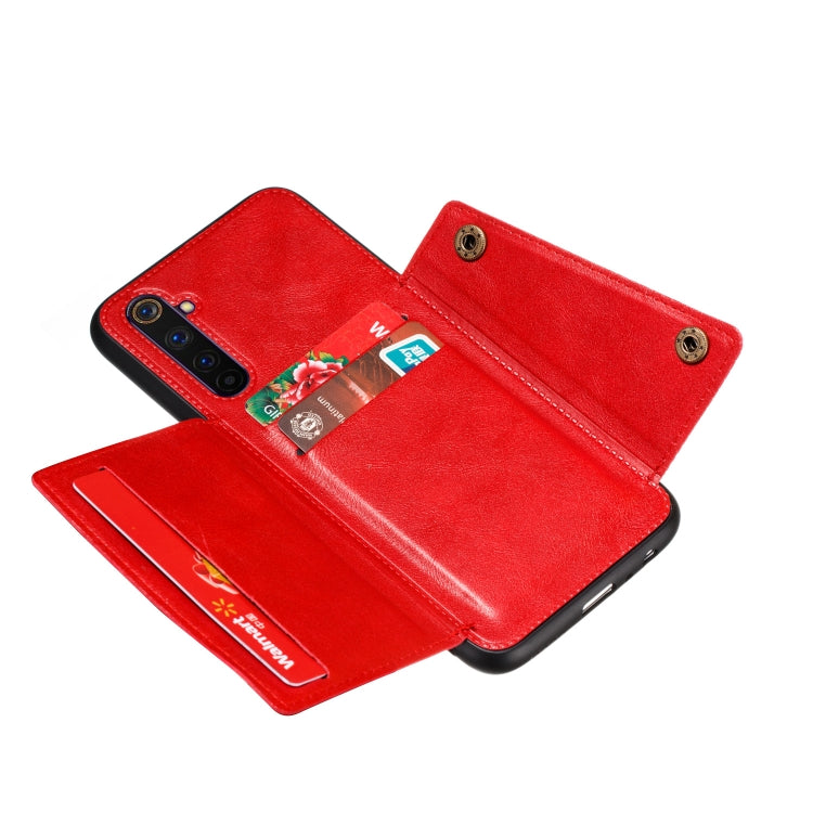 For OPPO Realme 6 Double Buckle PU + TPU Shockproof Magnetic Protective Case with Card Slot & Holder