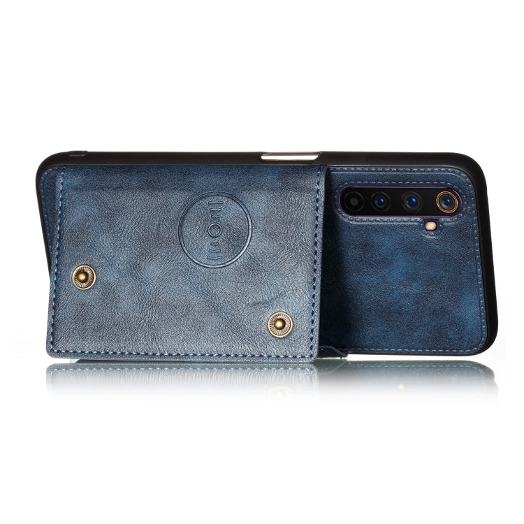 For OPPO Realme 6 Double Buckle PU + TPU Shockproof Magnetic Protective Case with Card Slot & Holder