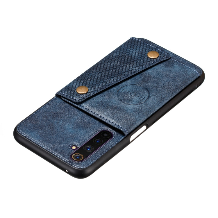 For OPPO Realme 6 Double Buckle PU + TPU Shockproof Magnetic Protective Case with Card Slot & Holder
