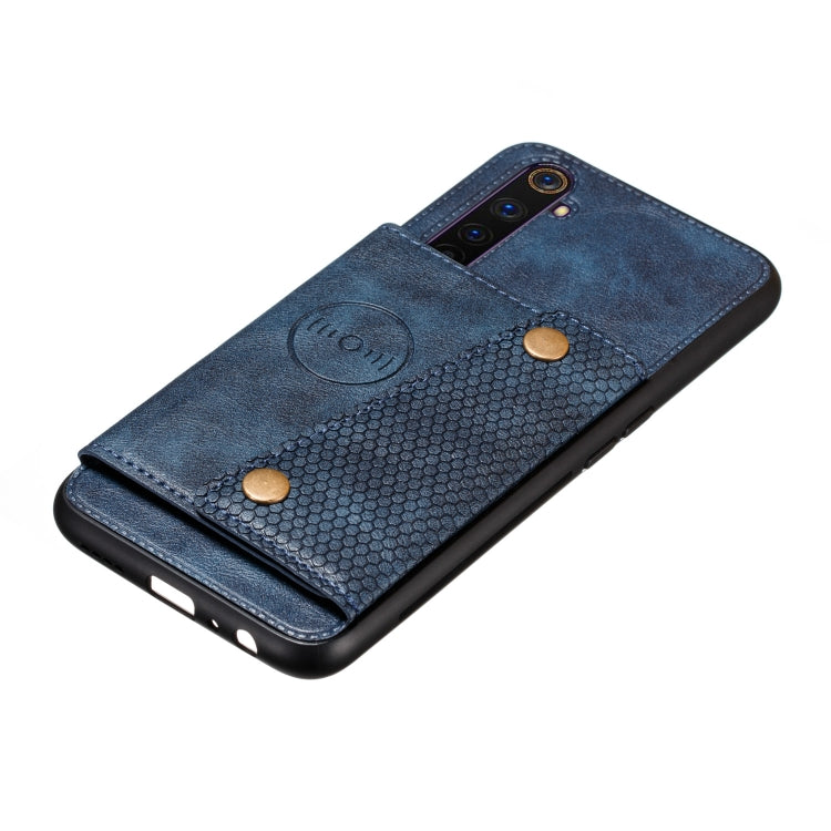 For OPPO Realme 6 Double Buckle PU + TPU Shockproof Magnetic Protective Case with Card Slot & Holder