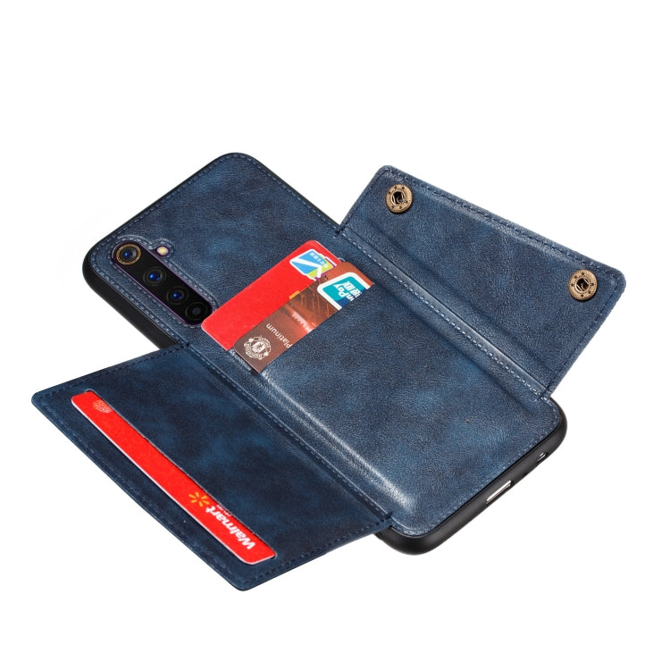 For OPPO Realme 6 Double Buckle PU + TPU Shockproof Magnetic Protective Case with Card Slot & Holder