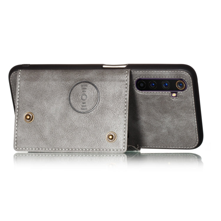 For OPPO Realme 6 Double Buckle PU + TPU Shockproof Magnetic Protective Case with Card Slot & Holder