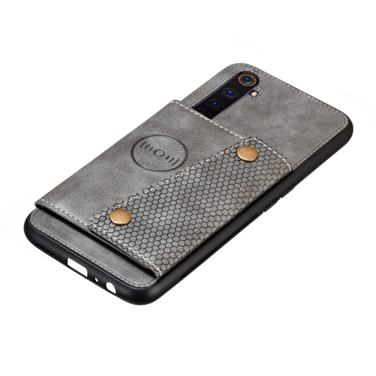 For OPPO Realme 6 Double Buckle PU + TPU Shockproof Magnetic Protective Case with Card Slot & Holder