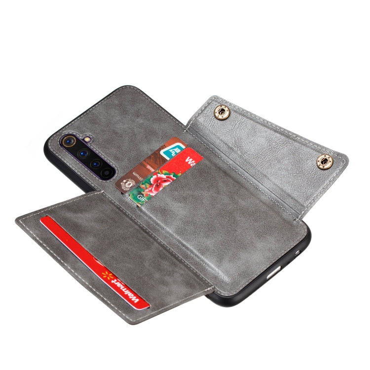 For OPPO Realme 6 Double Buckle PU + TPU Shockproof Magnetic Protective Case with Card Slot & Holder
