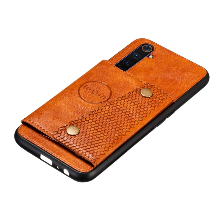 For OPPO Realme 6 Double Buckle PU + TPU Shockproof Magnetic Protective Case with Card Slot & Holder