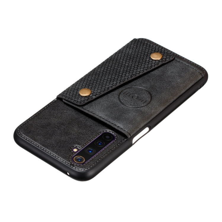 For OPPO Realme 6 Double Buckle PU + TPU Shockproof Magnetic Protective Case with Card Slot & Holder