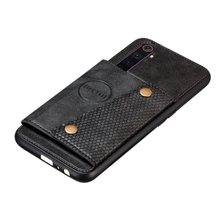 For OPPO Realme 6 Double Buckle PU + TPU Shockproof Magnetic Protective Case with Card Slot & Holder