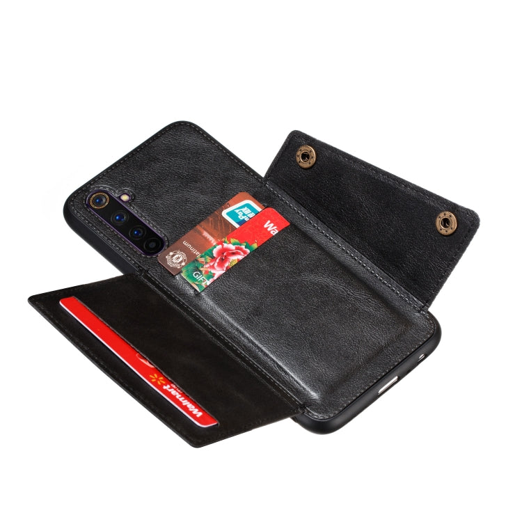 For OPPO Realme 6 Double Buckle PU + TPU Shockproof Magnetic Protective Case with Card Slot & Holder