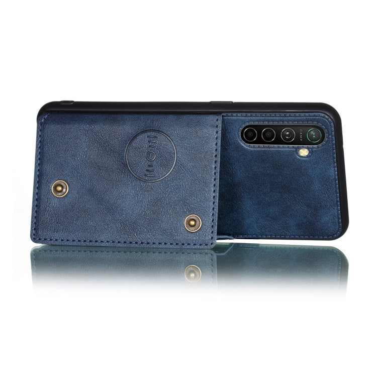 For OPPO X50 Pro 5G Double Buckle PU + TPU Shockproof Magnetic Protective Case with Card Slot & Holder