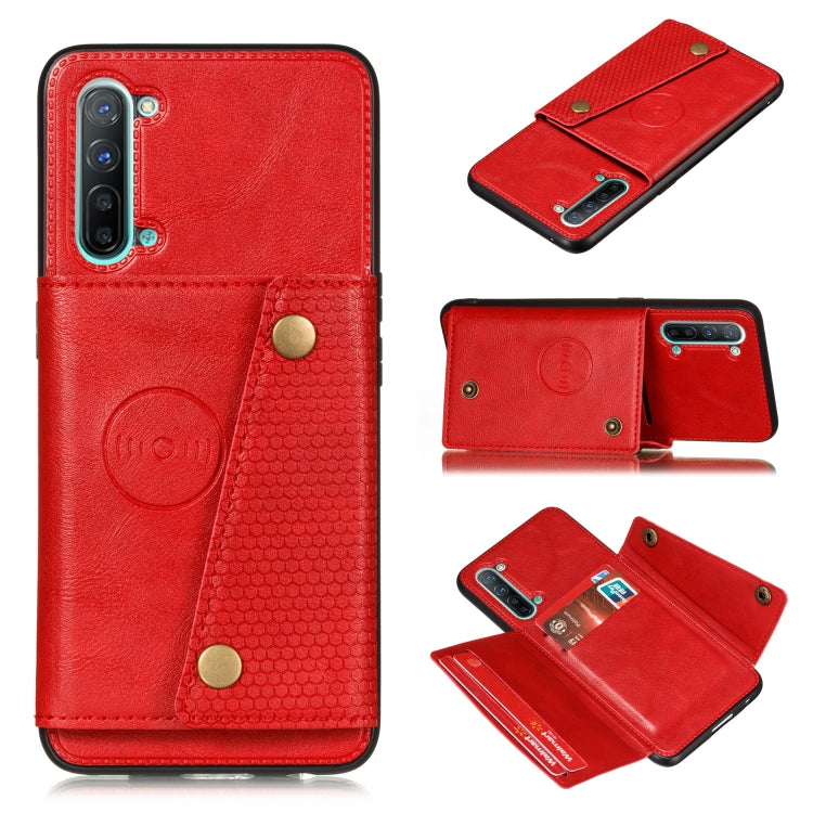For OPPO Reno3 Double Buckle PU + TPU Shockproof Magnetic Protective Case with Card Slot & Holder