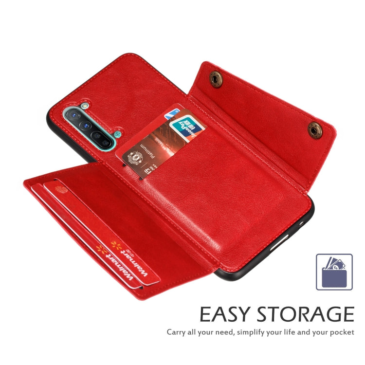 For OPPO Reno3 Double Buckle PU + TPU Shockproof Magnetic Protective Case with Card Slot & Holder