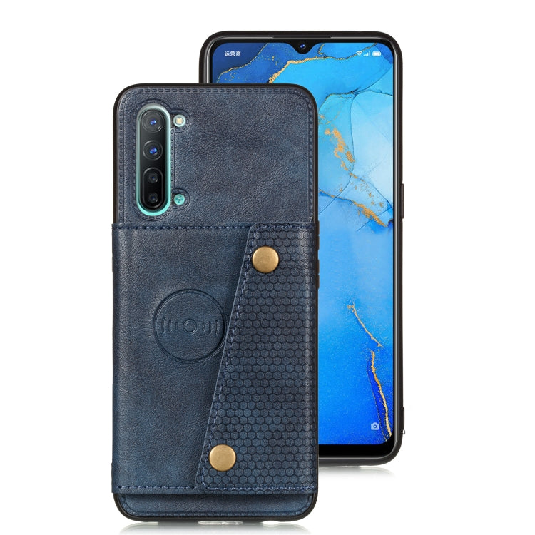 For OPPO Reno3 Double Buckle PU + TPU Shockproof Magnetic Protective Case with Card Slot & Holder