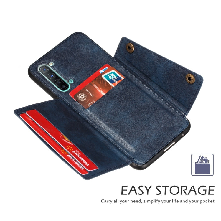 For OPPO Reno3 Double Buckle PU + TPU Shockproof Magnetic Protective Case with Card Slot & Holder