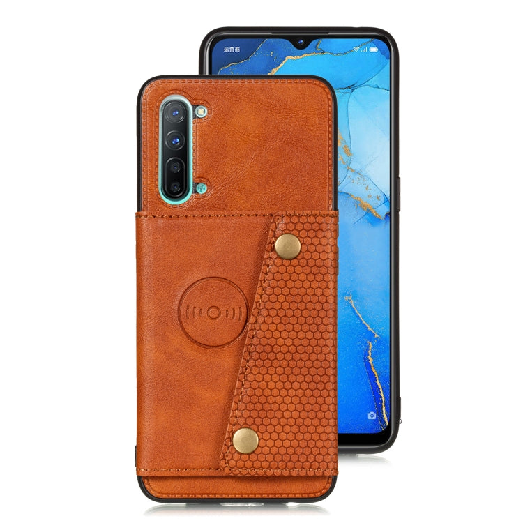 For OPPO Reno3 Double Buckle PU + TPU Shockproof Magnetic Protective Case with Card Slot & Holder