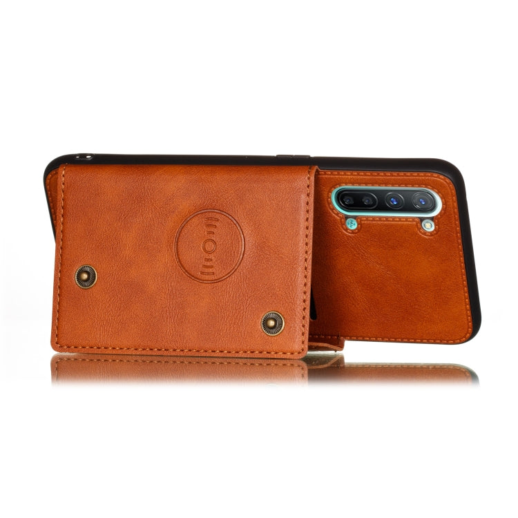 For OPPO Reno3 Double Buckle PU + TPU Shockproof Magnetic Protective Case with Card Slot & Holder