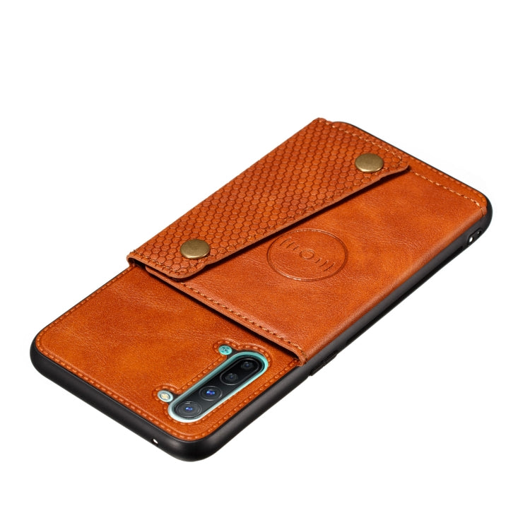 For OPPO Reno3 Double Buckle PU + TPU Shockproof Magnetic Protective Case with Card Slot & Holder