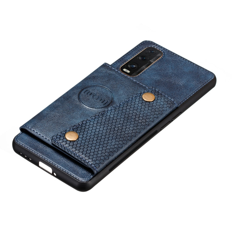 For OPPO Reno3 Pro Double Buckle PU + TPU Shockproof Magnetic Protective Case with Card Slot & Holder