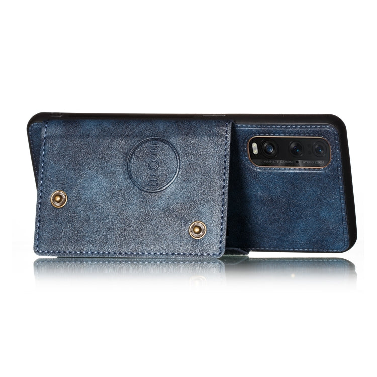 For OPPO Reno3 Pro Double Buckle PU + TPU Shockproof Magnetic Protective Case with Card Slot & Holder