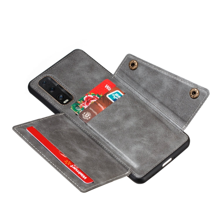 For OPPO Reno3 Pro Double Buckle PU + TPU Shockproof Magnetic Protective Case with Card Slot & Holder