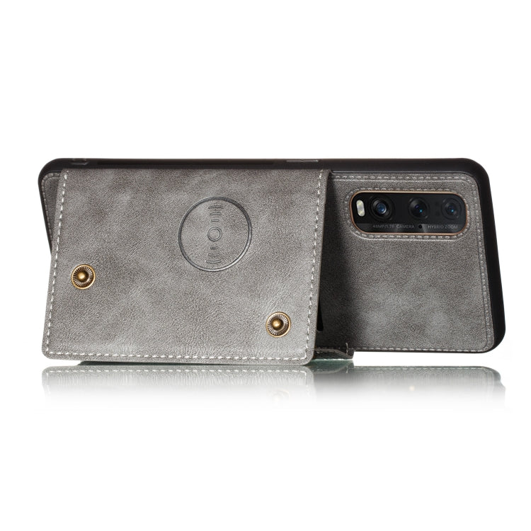 For OPPO Reno3 Pro Double Buckle PU + TPU Shockproof Magnetic Protective Case with Card Slot & Holder