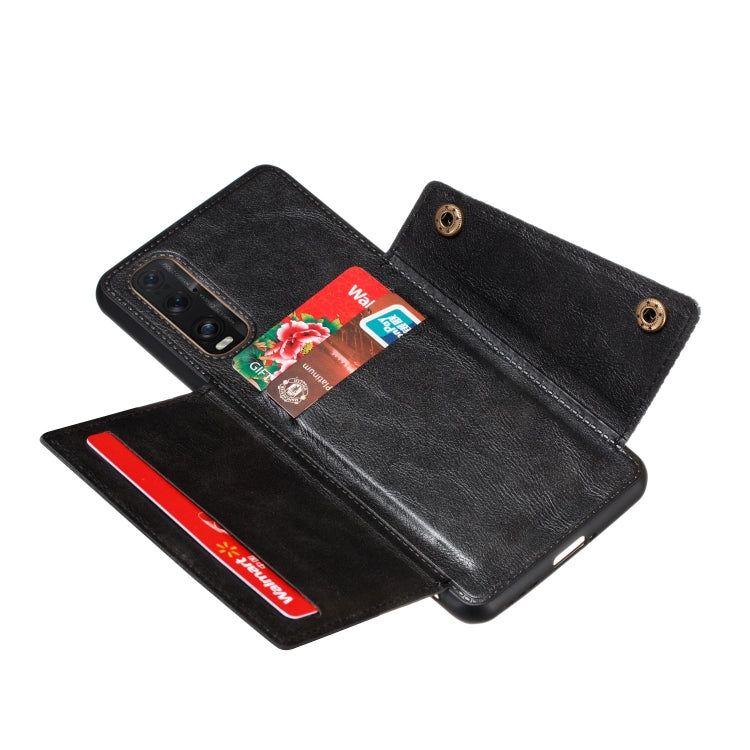 For OPPO Reno3 Pro Double Buckle PU + TPU Shockproof Magnetic Protective Case with Card Slot & Holder