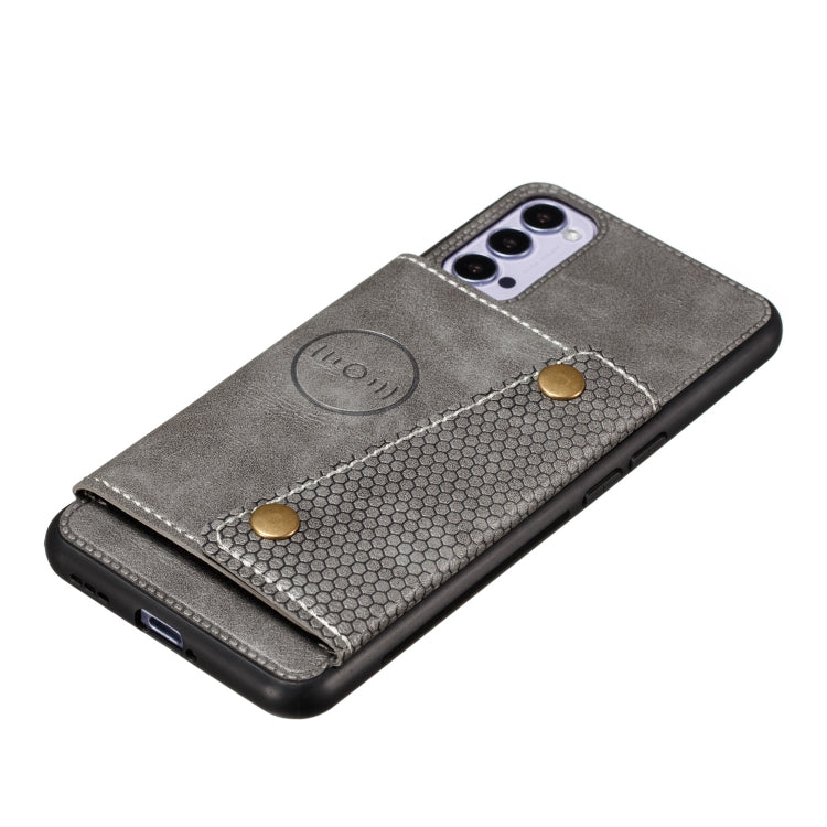 For OPPO Reno4 Pro 5G Double Buckle PU + TPU Shockproof Magnetic Protective Case with Card Slot & Holder