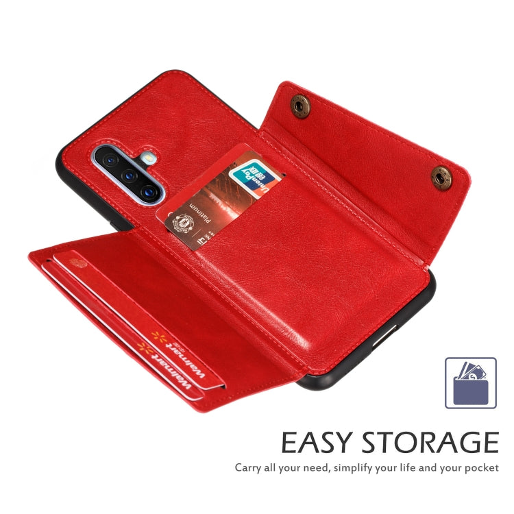 For Vivo X30 Double Buckle PU + TPU Shockproof Magnetic Protective Case with Card Slot & Holder