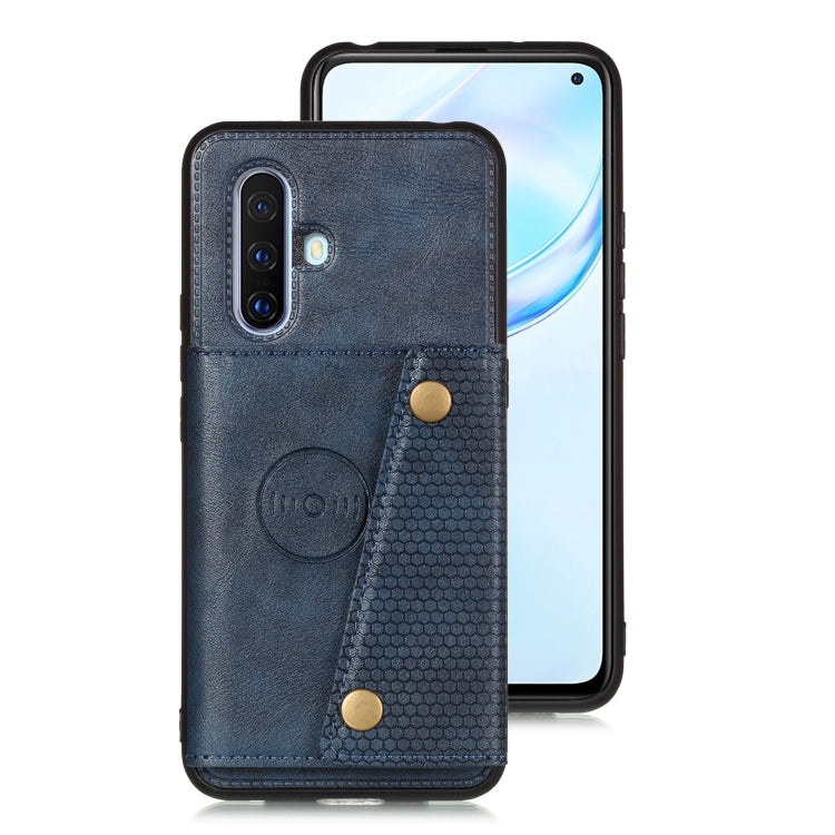 For Vivo X30 Double Buckle PU + TPU Shockproof Magnetic Protective Case with Card Slot & Holder