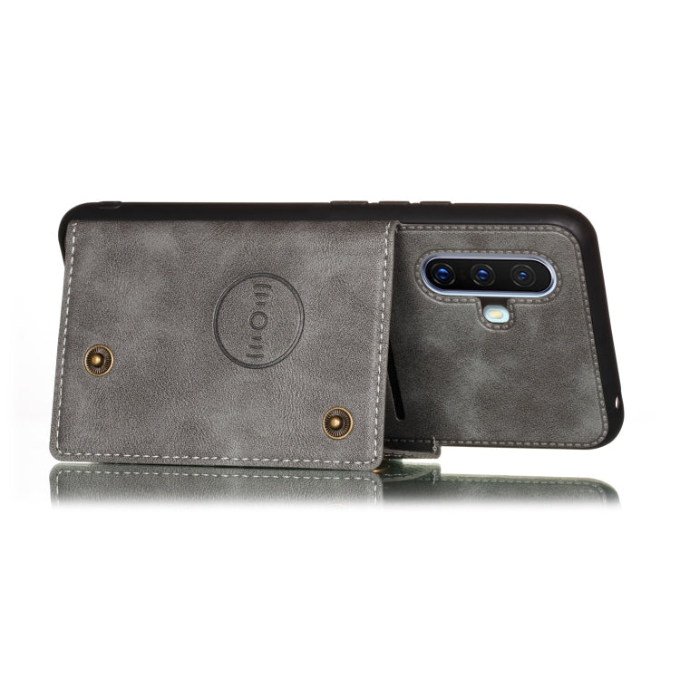 For Vivo X30 Double Buckle PU + TPU Shockproof Magnetic Protective Case with Card Slot & Holder