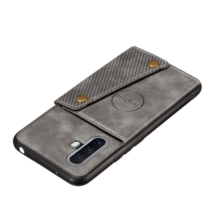 For Vivo X30 Double Buckle PU + TPU Shockproof Magnetic Protective Case with Card Slot & Holder