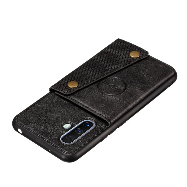 For Vivo X30 Double Buckle PU + TPU Shockproof Magnetic Protective Case with Card Slot & Holder