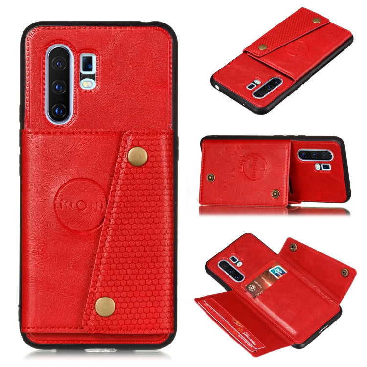 For Vivo X30 Pro Double Buckle PU + TPU Shockproof Magnetic Protective Case with Card Slot & Holder