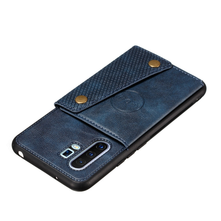 For Vivo X30 Pro Double Buckle PU + TPU Shockproof Magnetic Protective Case with Card Slot & Holder