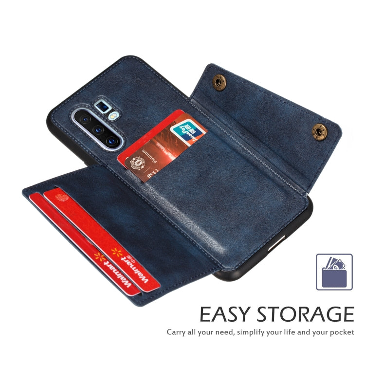 For Vivo X30 Pro Double Buckle PU + TPU Shockproof Magnetic Protective Case with Card Slot & Holder