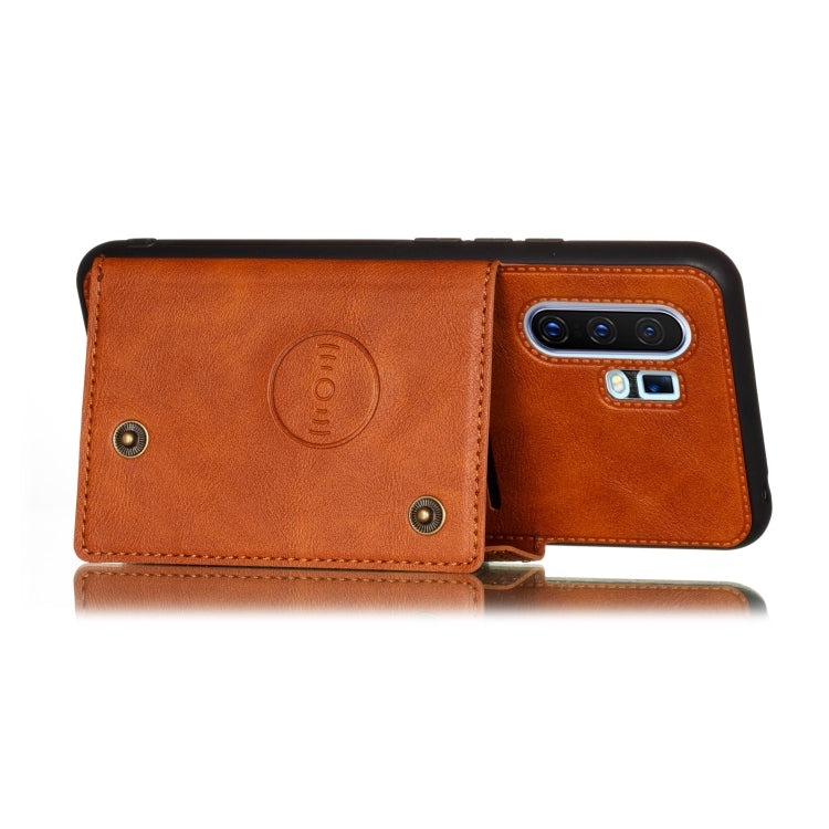 For Vivo X30 Pro Double Buckle PU + TPU Shockproof Magnetic Protective Case with Card Slot & Holder