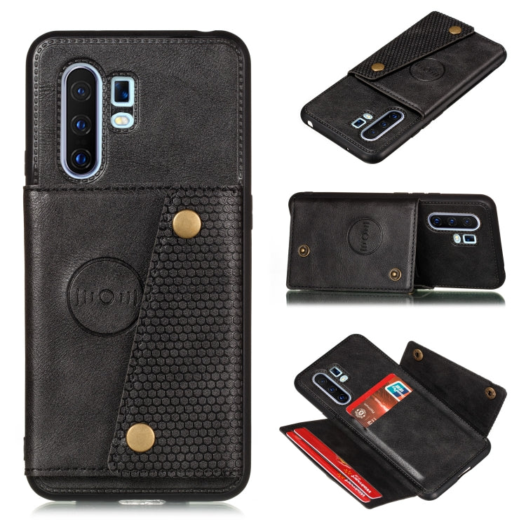 For Vivo X30 Pro Double Buckle PU + TPU Shockproof Magnetic Protective Case with Card Slot & Holder