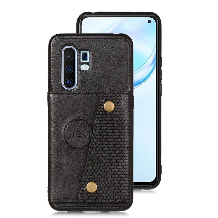 For Vivo X30 Pro Double Buckle PU + TPU Shockproof Magnetic Protective Case with Card Slot & Holder