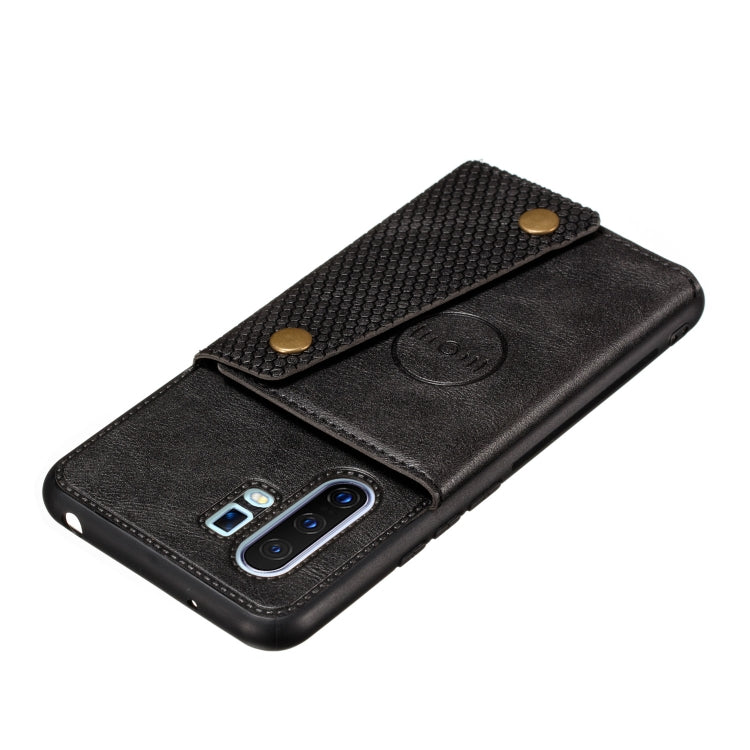 For Vivo X30 Pro Double Buckle PU + TPU Shockproof Magnetic Protective Case with Card Slot & Holder