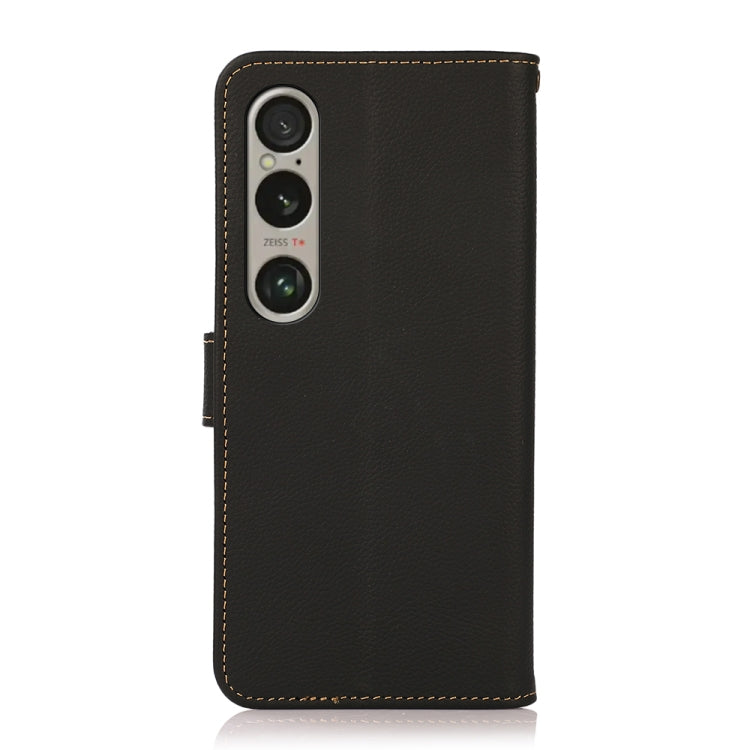 For Sony Xperia 1 VI KHAZNEH Custer Genuine Leather RFID Phone Case