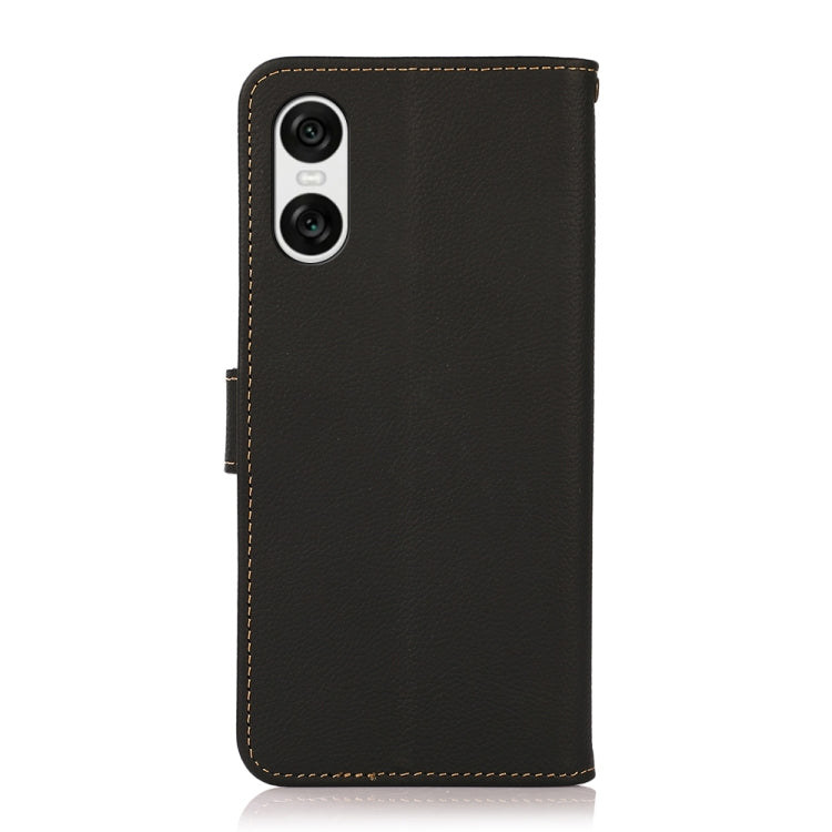 For Sony Xperia 10 VI KHAZNEH Custer Genuine Leather RFID Phone Case