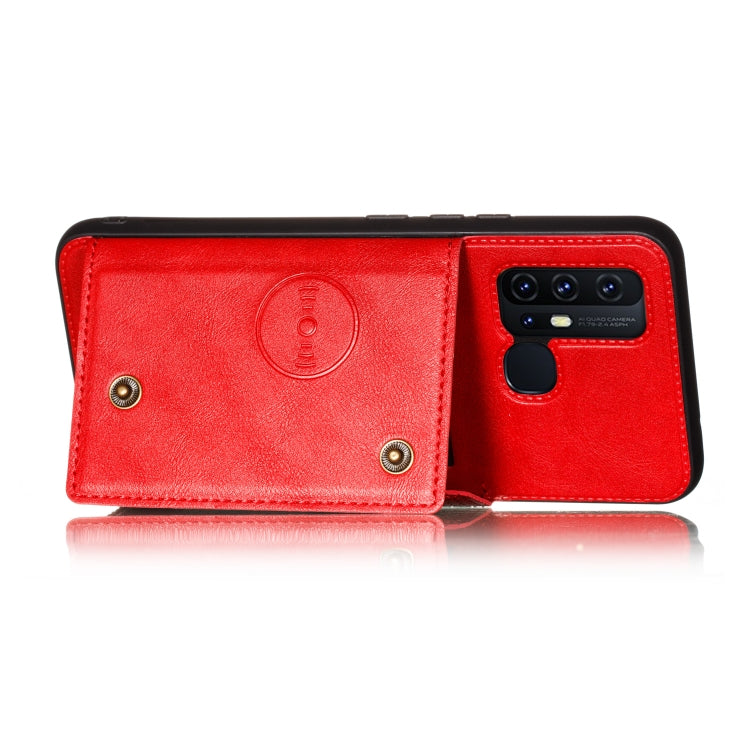 For Huawei P smart 2020 Double Buckle PU + TPU Shockproof Magnetic Protective Case with Card Slot & Holder