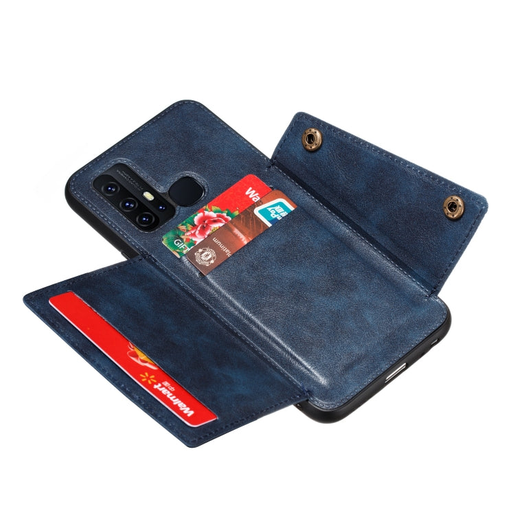 For Huawei P smart 2020 Double Buckle PU + TPU Shockproof Magnetic Protective Case with Card Slot & Holder