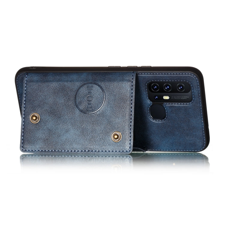 For Huawei P smart 2020 Double Buckle PU + TPU Shockproof Magnetic Protective Case with Card Slot & Holder