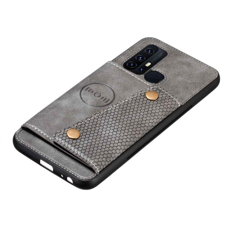 For Huawei P smart 2020 Double Buckle PU + TPU Shockproof Magnetic Protective Case with Card Slot & Holder