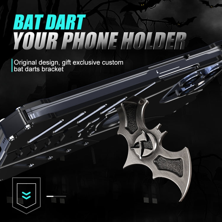 For iPhone 16 Pro R-JUST Batman Hollow Metal Phone Protective Case - Black