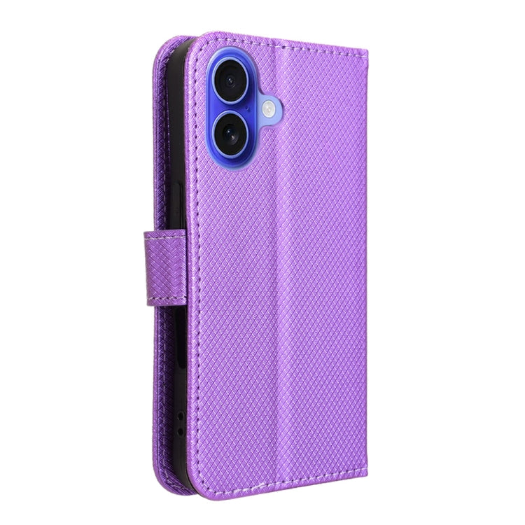 For iPhone 16 Plus Diamond Texture Leather Phone Case