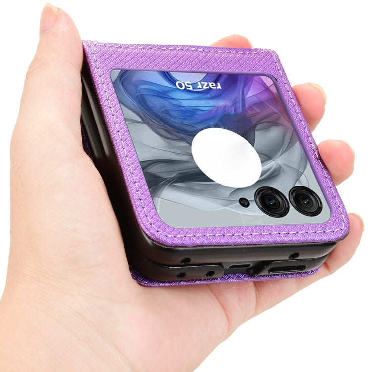 For Motorola Razr 50 Diamond Texture Leather Phone Case