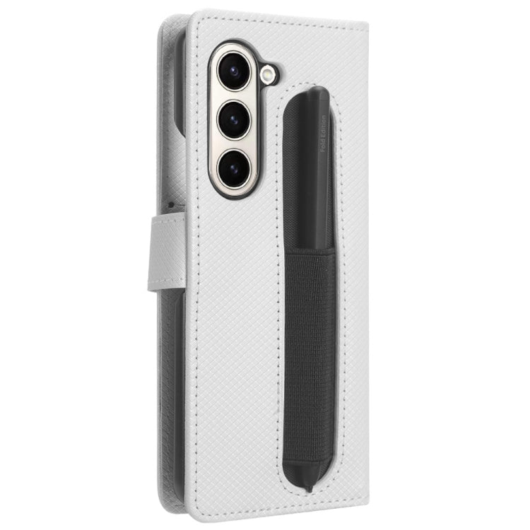 For Samsung Galaxy Z Fold6 with Pen Slot Diamond Texture Leather Phone Case