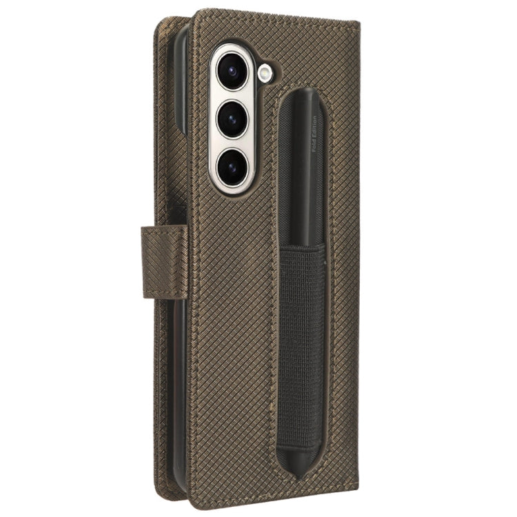 For Samsung Galaxy Z Fold6 with Pen Slot Diamond Texture Leather Phone Case