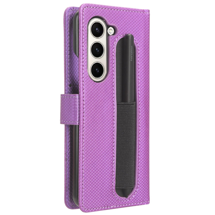 For Samsung Galaxy Z Fold6 with Pen Slot Diamond Texture Leather Phone Case